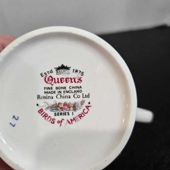 Queen's Rosina Fine Bone China Coffee Mugs Birds of America Series 1 Set of 2 - Picture 9 of 10